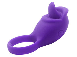 Silicone Love Ring Tongue Purple - Anel vibrador