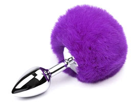 Butt Plug Bunny Tail Purple -Plug metal c/ Rabo P