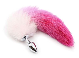 Fox Tail Pink/white w/ Metal Plug - Plug com Rabo