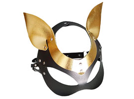Máscara Mulher Gato Dourada - Couro ecológico
