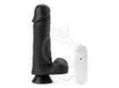 Real 7" Black - Pênis com Ventosa e Vibrador -18cm