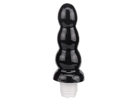 Plug Anal Anelado Preto com Vibro - Vinílico