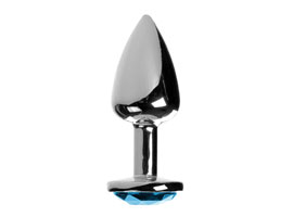 Hard Plug Anal de Metal Cinza Metálico com Joia