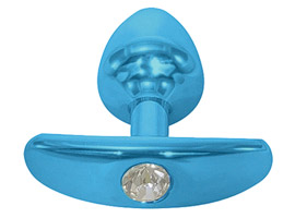 Hard Plug Anal Metal Anatômico com Joia - Azul