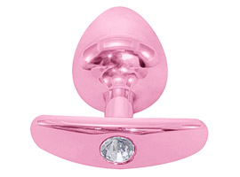 Plug Anal Metal P Anatômico com Joia - Rosa