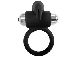 Vibrating Bunny Cock Ring Black - Anel peniano