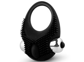 Vibrating Bristles Cock Ring Black - Anel peniano