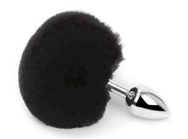 Butt Plug Bunny Tail Black Small - Plug com rabo