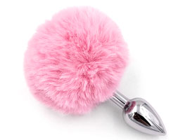 Butt Plug Bunny Tail Rose - Plug metal c/ Rabo P