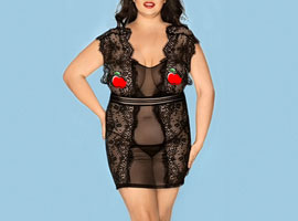 Vestido / Camisola Sexy - Preta - Plus SIze