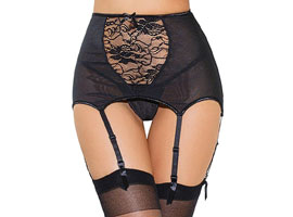 Cinta Liga Sensual - Renda com Tule - Black