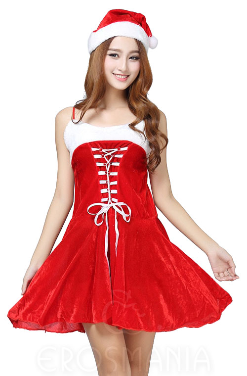 Fantasia Mamãe Noel - Vestido de veludo
