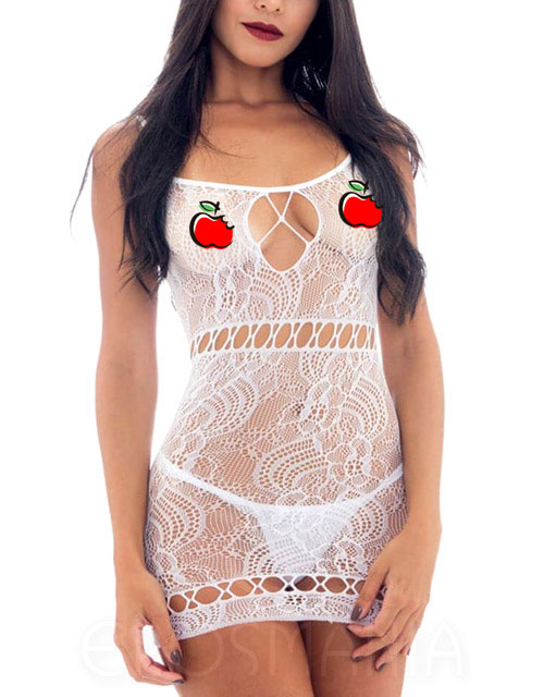 Vestido / Camisola Arrastão Com Alcinha - Branco