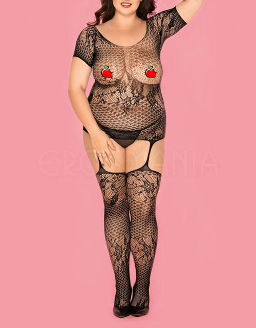 Bodystocking Espartilho Floral - Plus Size
