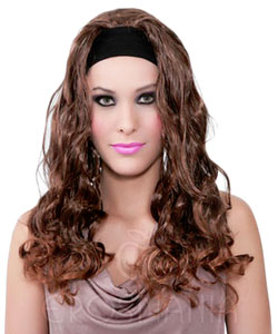 Peruca com faixa Loiro Cobre Longa - Cacheada