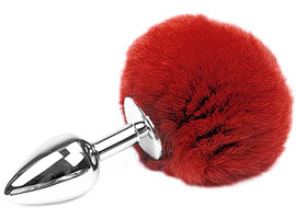 Butt Plug Bunny Tail Plug metal com Rabo Vermelho