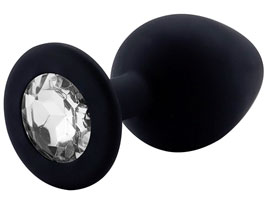 Plug Anal P Silicone Preto - Com Joia