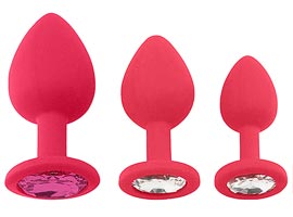 Kit Fetiche Anal com 3 Plugs Silicone Rosa