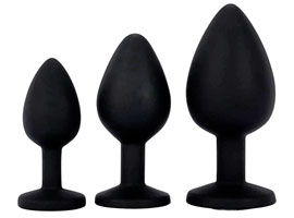 Kit Fetiche Anal com 3 Plugs Silicone Preto