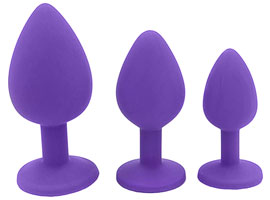 Kit Fetiche Anal com 3 Plugs Silicone Roxo