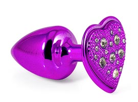 Plug de Metal Coração Cravejado Strass - Lilás