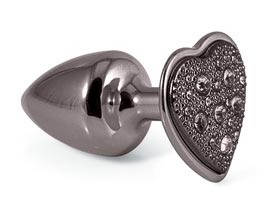 Plug de Metal Coração Cravejado Strass - ônix
