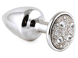 Plug de Metal P Pedra Cravejada Strass - Cromado