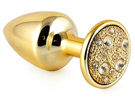 Plug de Metal P Pedra Cravejada Strass - Dourado
