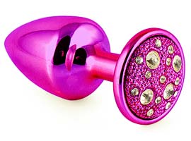 Plug de Metal P Pedra Cravejada Strass - Pink