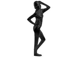 Macacão Zentai Preto Brilhante Totalmente Fechado