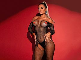 Bodystocking em Arrastão com Pedrinhas de Strass