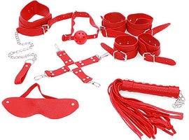 Bondage Kit Red 8 pcs - Kit Sado de Dominação