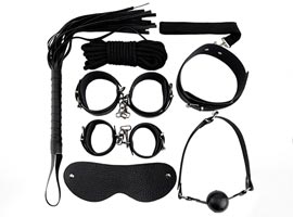 Kit Bondage 8 em 1 - Couro Ecológico