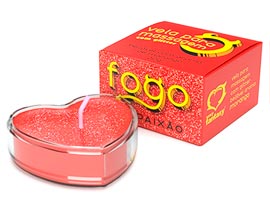 Vela Fogo da Paixão - Morango com Glitter - 20g