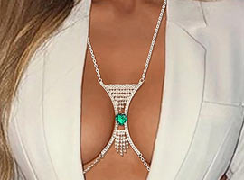 Body Chain Para Seios - Coração Pedra e Strass